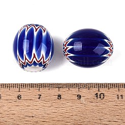 手作りのミルフィオリガラス樽ビーズ  シェブロンビーズ  シングルフラワーデザイン  マリンブルー  20~25x16~22mm  穴：1.2~6.5mm&nbsp;LS-LA-N002-19A