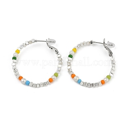 Латунные серьги обруча EJEW-Q391-34P