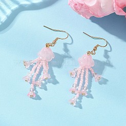 Серьги-подвески из стеклянных бусинок и бусин.&nbsp;EJEW-MZ00687