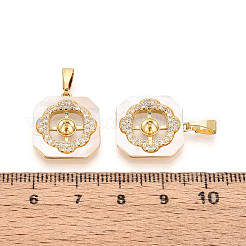 Латунный микро-паве кубический кубик циркония жемчужина KK-T079-04G