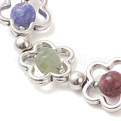 Браслеты-цепочки из сплава цветов в тибетском стиле с натуральным турмалиновым бисером для женщин BJEW-JB12724