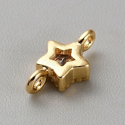 Подвески-коннекторы из латуни с покрытием из светлого золота и фианитами&nbsp;KK-CJC0001-43KCG-05