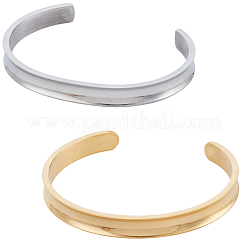 2 bracciale aperto in acciaio inossidabile di 2 colori&nbsp;BJEW-SC0001-67B
