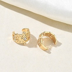 Pendientes de brazalete en forma de C con rombos de latón y micro pavé de circonitas cúbicas transparentes.&nbsp;EJEW-L316-01G-03