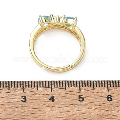 Verstellbare Fingerringe aus Messing und hellblauen Zirkonia in Schleifenform&nbsp;CU-CBA7E55-07G