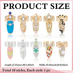 10 шт. 10 стиля сплава женские кольца для ногтей&nbsp;MRMJ-ME0001-22