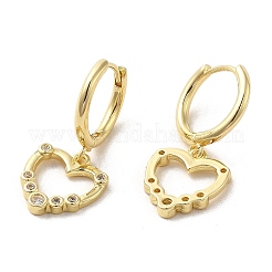 Серьги-кольца с подвесками из латуни с микропаве из кубического циркония EJEW-A031-12G