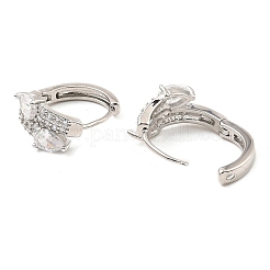 Латунные микро проложить серьги обруча кубического циркония EJEW-D078-07P