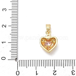 真鍮製マイクロパヴェピーチパフキュービックジルコニアペンダント  ハートチャーム  ゴールドカラー  15.5x15x3mm  穴：4.5x3mm&nbsp;CU-CBA5CBE-04G