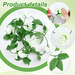 Rosa artificiale in rattan&nbsp;DJEW-WR0001-21A-03