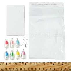 Наборы для изготовления полупрозрачных пластиковых капсул для таблеток и латунных висячих сережек своими руками&nbsp;DIY-FS0007-13