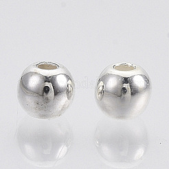 CCBプラスチックビーズ  ラウンド  銀色のメッキ  3.5~4x3.5mm  穴：1mm  約16000個/500g&nbsp;CCB-S160-245S-4mm