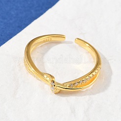 925 регулируемое кольцо-манжета из стерлингового серебра с микропаве из прозрачных кубических цирконий для женщин RJEW-G351-04G