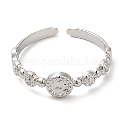 Не тускнеющее плоское круглое кольцо-манжета из нержавеющей стали 304 для женщин&nbsp;RJEW-I098-04P