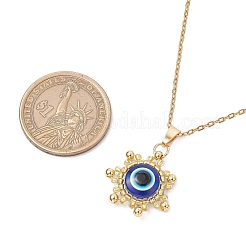 Стеклянные бусины и ожерелья из смолы с подвесками в виде солнца от сглаза NJEW-MZ00099