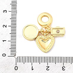 Европейские подвески-подвески из латуни с паве из прозрачного кубического циркония&nbsp;KK-F904-01D-G