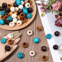 80 шт. 4-х цветные бусины из натурального дерева&nbsp;WOOD-PA0001-24