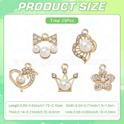 25 pieza de aleación de 5 estilos con colgantes de rhinestone.&nbsp;FIND-YW0013-01