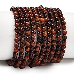 Gefärbte und erhitzte natürliche rote Tigerauge-Perlenstränge&nbsp;G-K146-50-3mm-01
