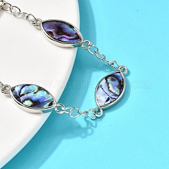 Браслеты из латуни и натуральной ракушки пауа для женщин&nbsp;BJEW-S179-01P