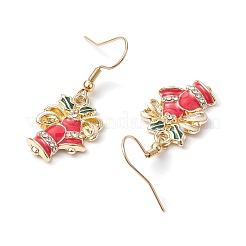 Серьги с подвесками из сплава на рождественскую тематику со стразами EJEW-JE05830-04