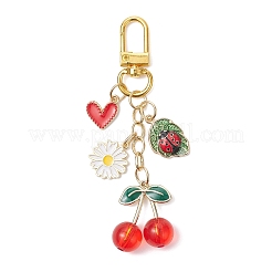 Подвесные украшения из сплава эмали и акрила вишни HJEW-JM04298-01
