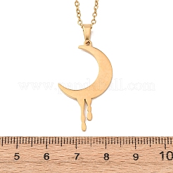 Collares con colgante de luna fundida de acero inoxidable 304 y cadena de cable para hombres y mujeres&nbsp;NJEW-K308-01C-G