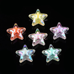 AB色透明アクリルビーズ  二層ビーズ  スター  ミックスカラー  16x16.5x9.5mm  穴：2.5mm  約550個/500g&nbsp;PACR-S221-010