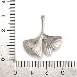 変色しない304ステンレススチールペンダント  イチョウの葉チャーム  ステンレス鋼色  28x25x1.5mm  穴：0.9mm&nbsp;STAS-H221-02P