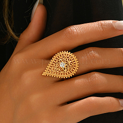 Регулируемые кольца для женщин с микропаве из латуни и кубическими цирконами&nbsp;TD9385-1