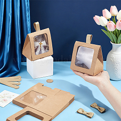 Cajas de cartón para pasteles con ventana de plástico visible y asa&nbsp;CON-WH0117-04A