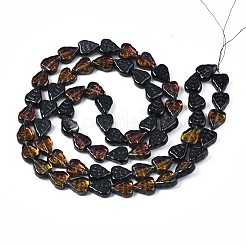 電気メッキガラスビーズセット  半分メッキ  葉  黒メッキ  10x8x4mm  穴：0.9mm  約58~66個/連  21.65インチ〜24.80インチ（55~63cm）&nbsp;X-EGLA-S188-16-C01