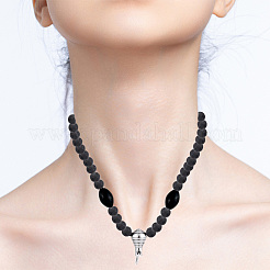 4 нить круглых бусин из натурального лавового камня G-GO0001-02