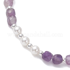 Природный аметист бисера браслеты простирания&nbsp;BJEW-JB13199-03