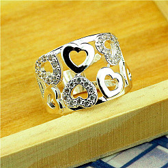Кольца для женщин из латуни с узором в виде сердца и кристаллами из горного хрусталя FS-WGDA7BB-03