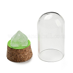 Decorazione del display piramidale in cristallo di quarzo naturale con copertura a cloche a cupola di vetro&nbsp;DJEW-B009-01A