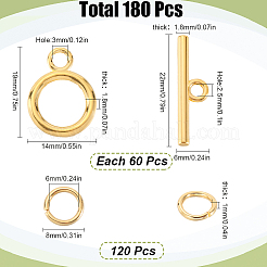 60 個のチベットスタイル合金マンテル  120個の真鍮製オープン丸カン付き  ゴールドカラー  リング：19x14mm  バー：2x22mm  穴：2.5mm&nbsp;FIND-SP0001-23G