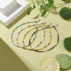 Set di collane di perline di semi di vetro da 4 pz 4 colori per le donne&nbsp;NJEW-TA00053