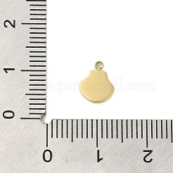 304ステンレススチールチャーム  シェルシェイプチャーム  ゴールドカラー  9x7x1.5mm  穴：1.2mm&nbsp;STAS-U023-16G