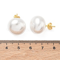 Orecchini a perno da donna in ottone e plastica ABS con perle artificiali.&nbsp;PL-CBA760A-14C-G01