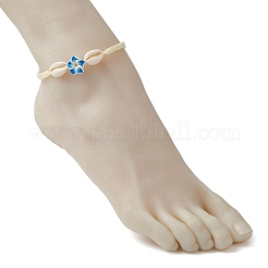 Браслет из натуральной ракушки и полимерной глины с звеньями цветка 3d BJEW-JB09815