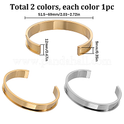 2 шт. 2-х цветные рифленые браслеты-манжеты из нержавеющей стали 304 BJEW-SC0001-15