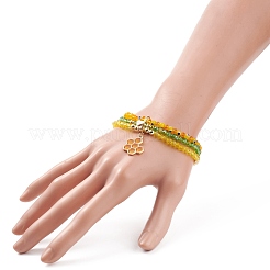 Трехслойный многожильный браслет из круглого стекла BJEW-JB08229-03