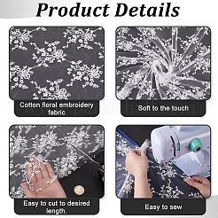 Хлопчатобумажная ткань с цветочной вышивкой&nbsp;AJEW-WH0314-729A