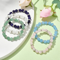 Эластичный браслет из круглых бусин из натуральных смешанных драгоценных камней&nbsp;BJEW-JB10028