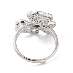 Покрытие стойки латунь микро паве кубический цирконий регулируемые цветочные кольца RJEW-D025-19P