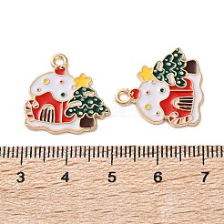 合金エナメルチャーム  クリスマステーマ  ライトゴールド  ハウス  20x19.5x1.2mm  穴：1.6mm&nbsp;ENAM-I061-01KCG-20