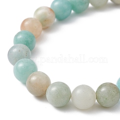 Эластичный браслет с натуральным цветком амазонита и бисером&nbsp;BJEW-JB09764-02