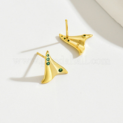 Уникальные высококачественные серебряные геометрические треугольные серьги S925 с зелеными цирконами XQ0966