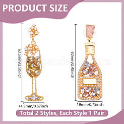 2 пара 2 стилей сережек-гвоздиков из сплава со стразами EJEW-UN0002-77